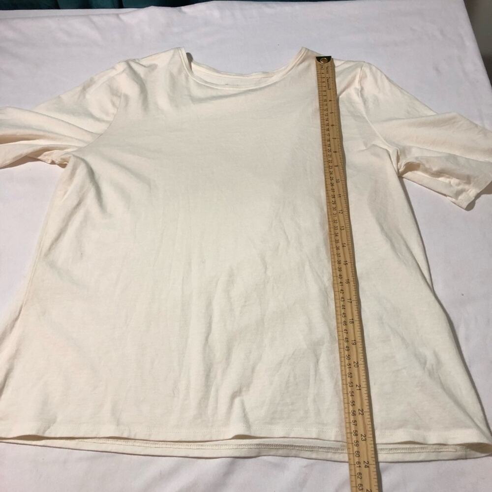 Garnet hill organic pima cotton blend cream classic tshirts lot of 2 womens L - Picture 6 of 8